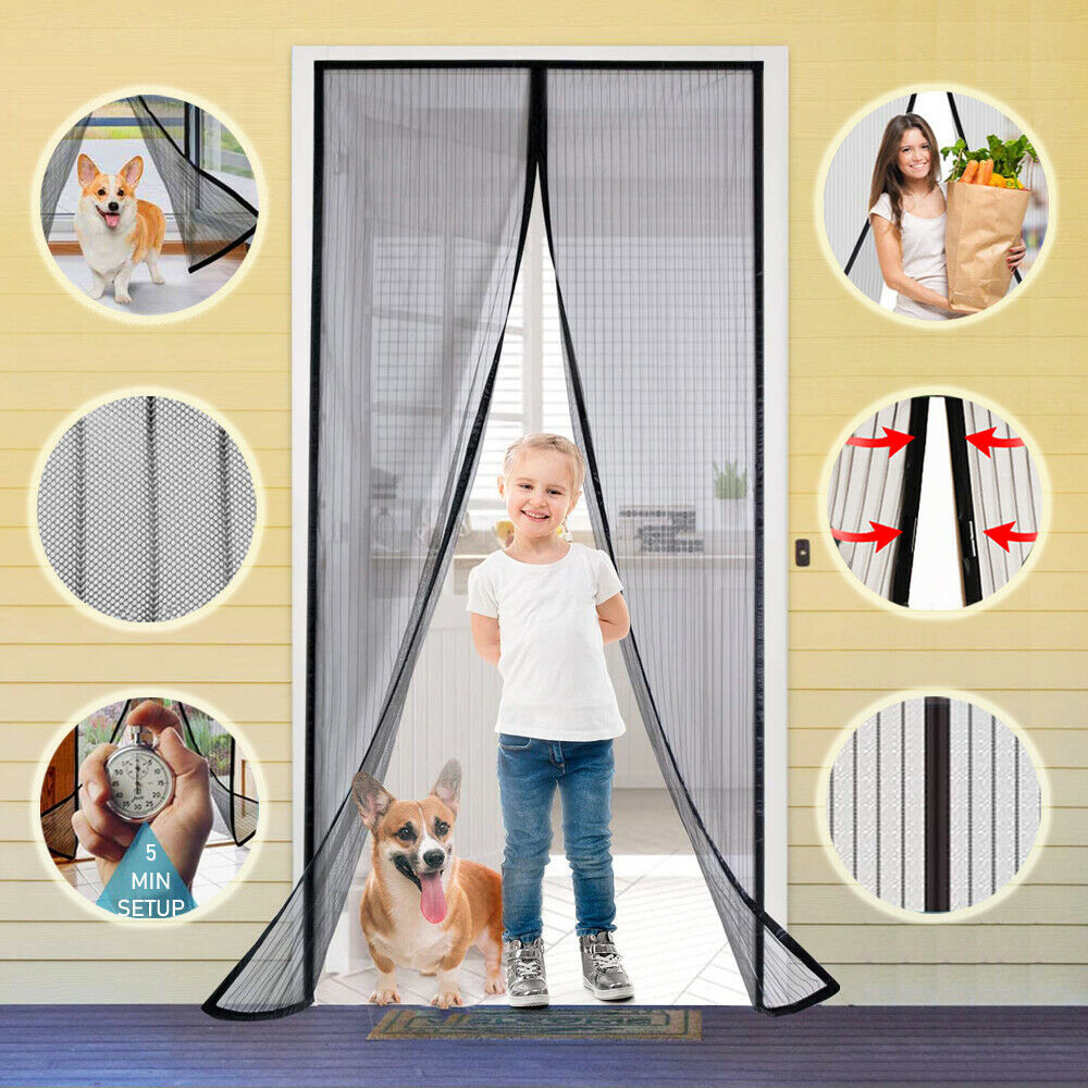 Magnetic Screen Door, Retractable Mesh Mosquito Net