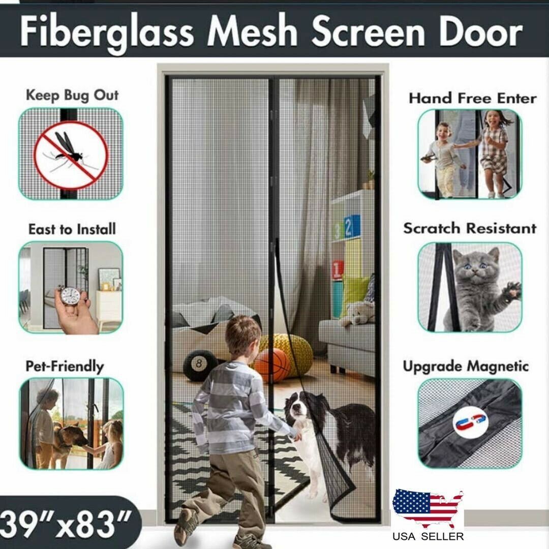 Magnetic Screen Door, Retractable Mesh Mosquito Net