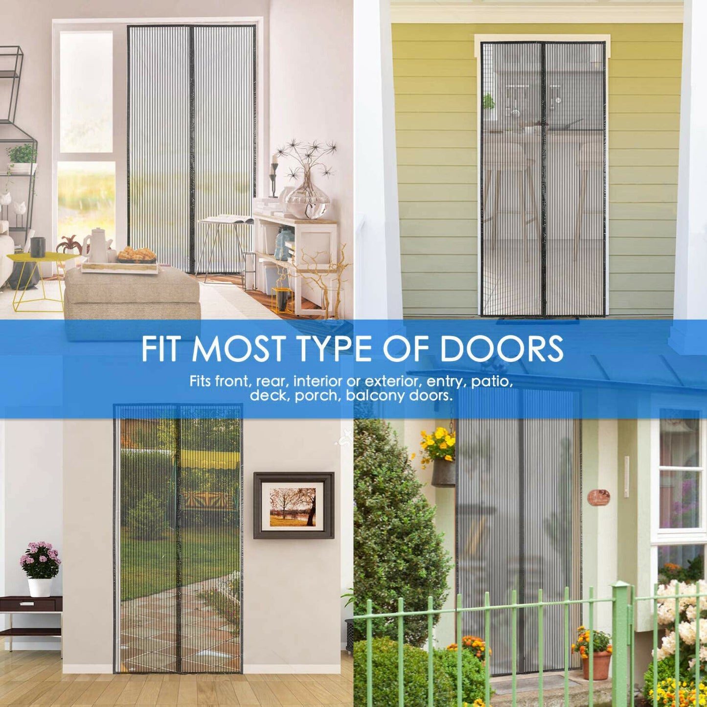 Magnetic Screen Door, Retractable Mesh Mosquito Net