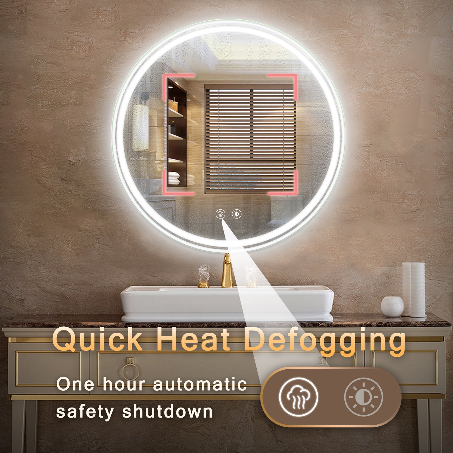 LED Light ROUND BATHROOM MIRROR 24X24 INCH