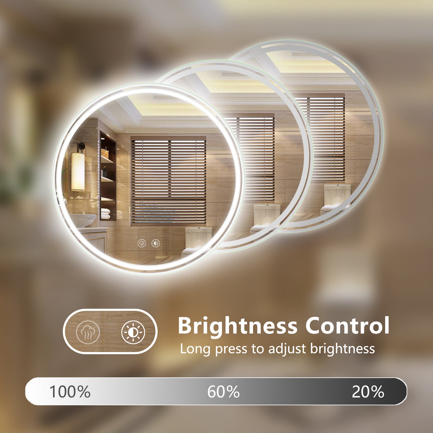 LED Light ROUND BATHROOM MIRROR 24X24 INCH