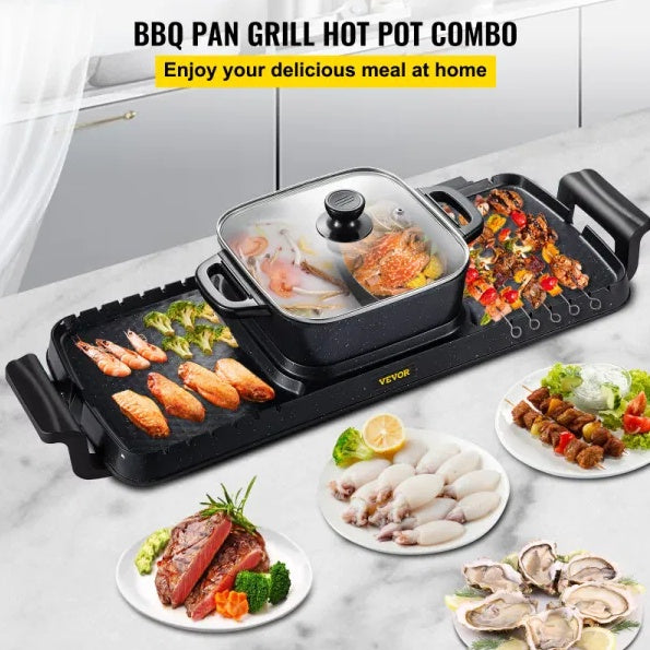 Multifunctional Teppanyaki Grill And Hot Pot With Dual Temp Control