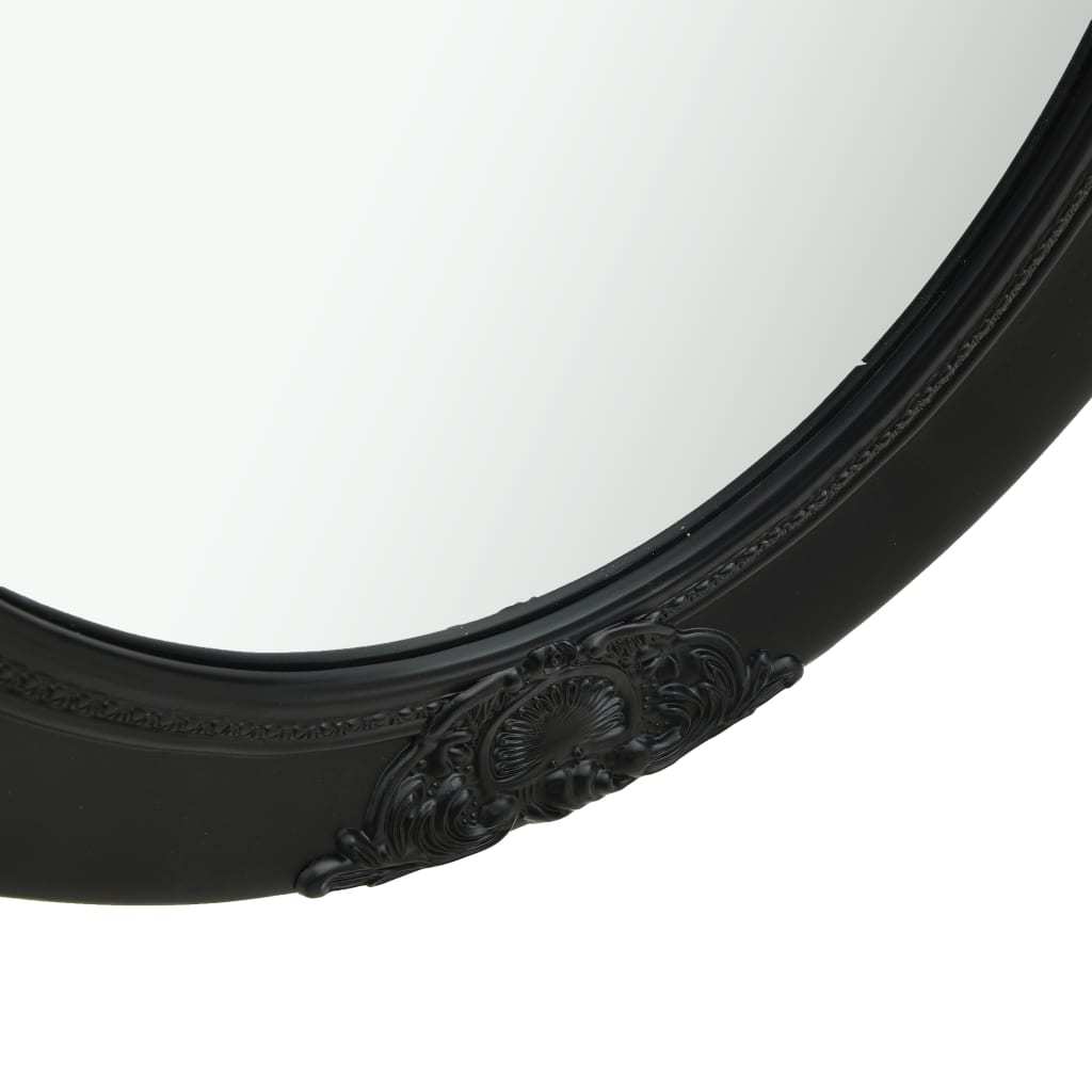 Oval Baroque Wall Mirror, Antique Mirror 19.7"x27.6" Black