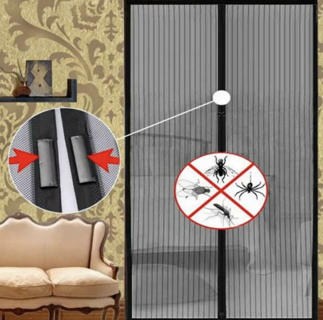 Magnetic Screen Door, Retractable Mesh Mosquito Net