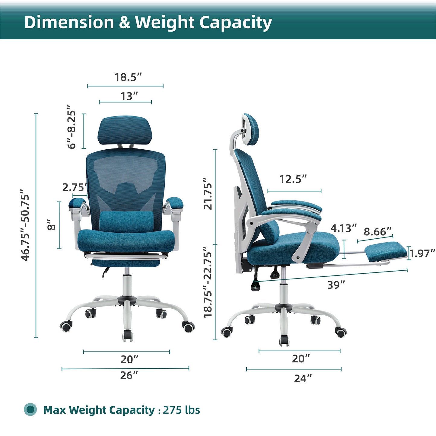 Retractable Ergonomic Swivel Office Chair With Footrest, Lumbar Support Pillow, And Padded Armrests