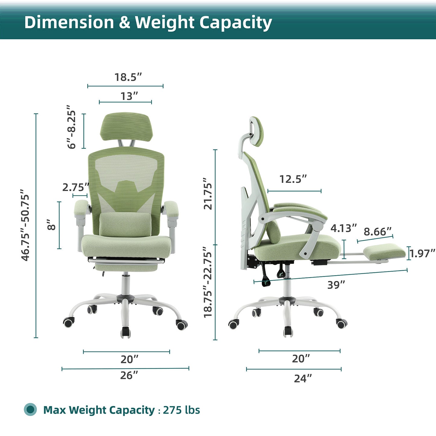 Retractable Ergonomic Swivel Office Chair With Footrest, Lumbar Support Pillow, And Padded Armrests