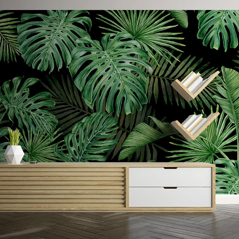 Island Vibes Wallpaper, Nordic Green Plant Wallpaper, Green Palm Wallpaper, Island Contact Paper