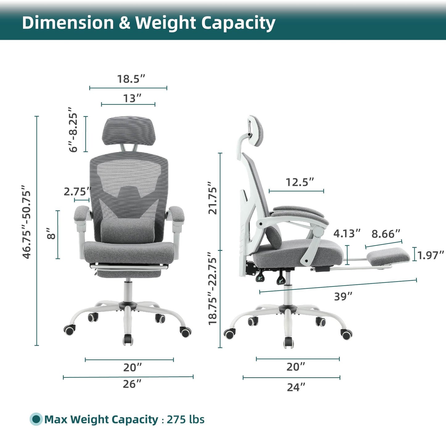 Retractable Ergonomic Swivel Office Chair With Footrest, Lumbar Support Pillow, And Padded Armrests