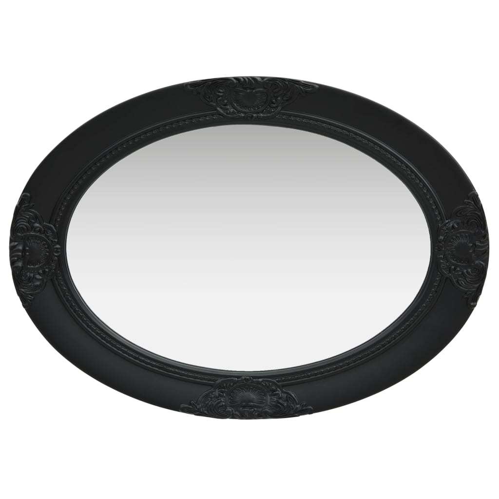 Oval Baroque Wall Mirror, Antique Mirror 19.7"x27.6" Black