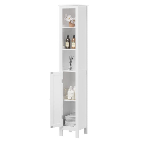 White Bathroom Cabinet, 66.92 Inch Tall Bathroom Storage Cabinet, Freestanding Cabinet