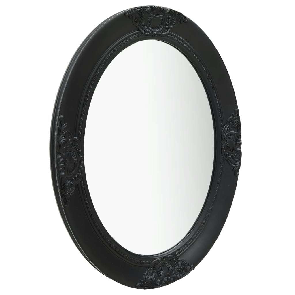 Oval Baroque Wall Mirror, Antique Mirror 19.7"x27.6" Black
