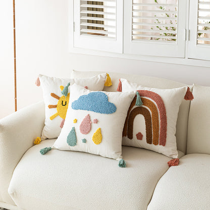 Embroidered Pillow Cover, Loop Pillow Cover, Sun Pillow Cover, Moon Pillow Cover, Rainbow Pillow Cover, Cloud Pillow Cover