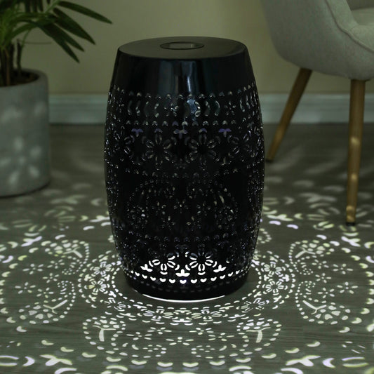 Solar Light Side Table, Bohemian Table, Moroccan Table, Black