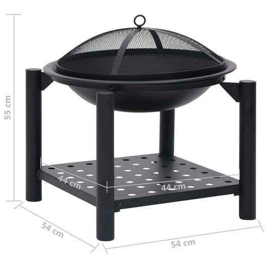 Steel Fire Pit With Shelf And Poker 21.3"x21.3"x21.7"