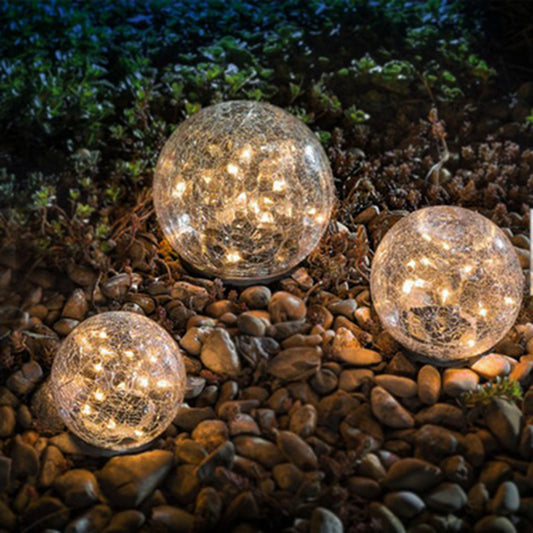 Cracked Glass Ball Solar LED Garden Light, Round Outdoor Solar Path Light