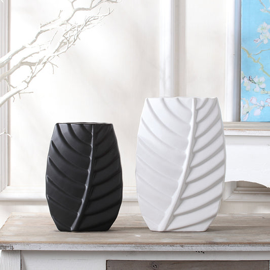 Modern Leaves Ceramic Vase, Palm Leaf Vase