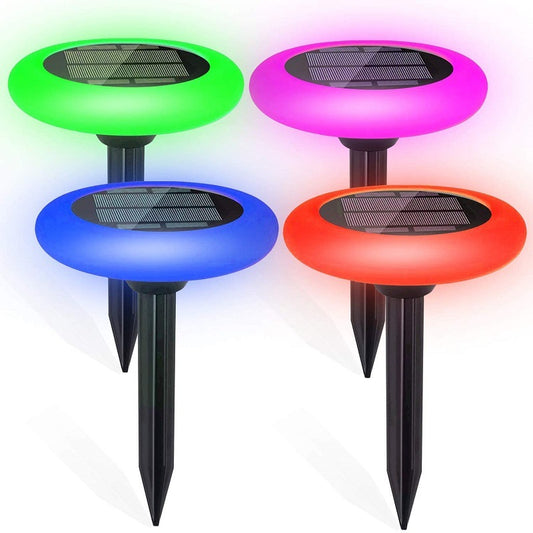 Solar Disc Lawn Light, Color Gradient Outdoor Path Lighting
