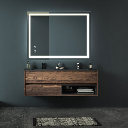 32x24 Inch Bathroom LED Vanity Mirror With Focusing Back Panel, High Lumens, Dimmable Touch