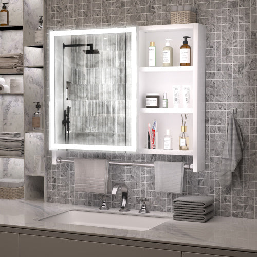 Modern 32x28 Inch Bathroom Cabinet With Mirror, LED Lights, Storage Cabinet with LED Mirror, Medicine Cabinet