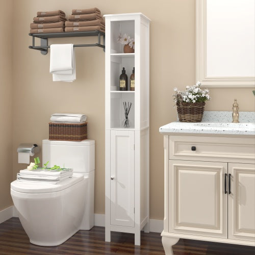 White Bathroom Cabinet, 66.92 Inch Tall Bathroom Storage Cabinet, Freestanding Cabinet