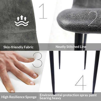 Set Of 4 Grey Suede Upholstered Dining Chairs, Modern Kitchen Dining Chairs