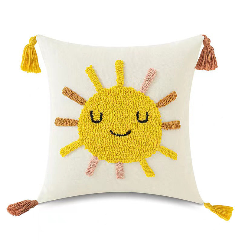 Embroidered Pillow Cover, Loop Pillow Cover, Sun Pillow Cover, Moon Pillow Cover, Rainbow Pillow Cover, Cloud Pillow Cover