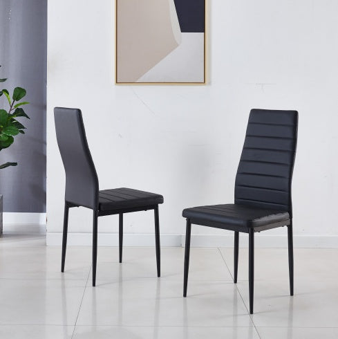 5 Piece Mid-century Dining Set, Dining Table For 4-6 People With MDF Table Top, Black/Walnut