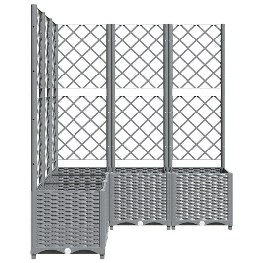 XXXL Garden Planter with Trellis Light Grey 47x47x53 in, PP Grey