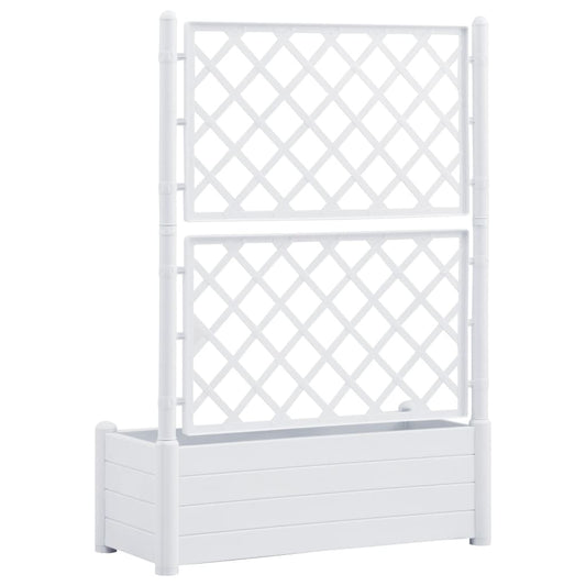 XXL Garden Planter with Trellis 39.4"x16.9"x55.9" PP White