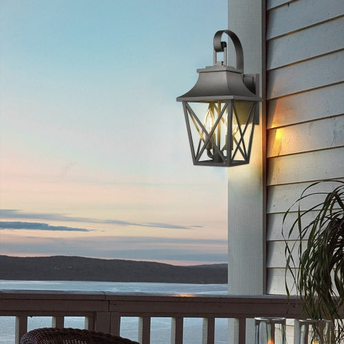 Black Porch Light, Outdoor Wall Light Fixture 2 Lights, Industrial Waterproof Farmhouse Exterior Lighting