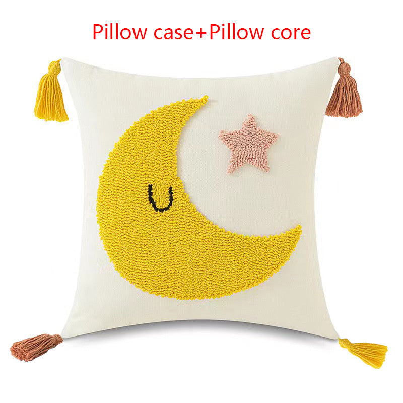 Embroidered Pillow Cover, Loop Pillow Cover, Sun Pillow Cover, Moon Pillow Cover, Rainbow Pillow Cover, Cloud Pillow Cover