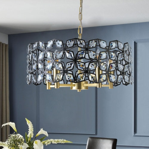 Modern Crystal Chandelier, Round Living Room Crystal Lamp, Luxury Contemporary Hanging Light Fixture