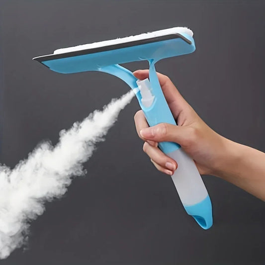 Multi-functional Glass Cleaner And Wiper, Window Cleaning Brush With Sprayer And Soap Dispenser