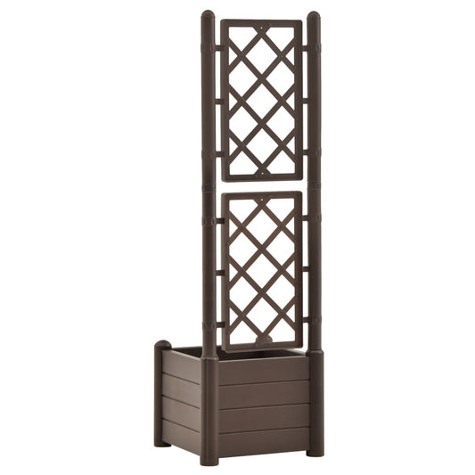 XL Garden Planter with Trellis 16x16x55 in, PP Mocha
