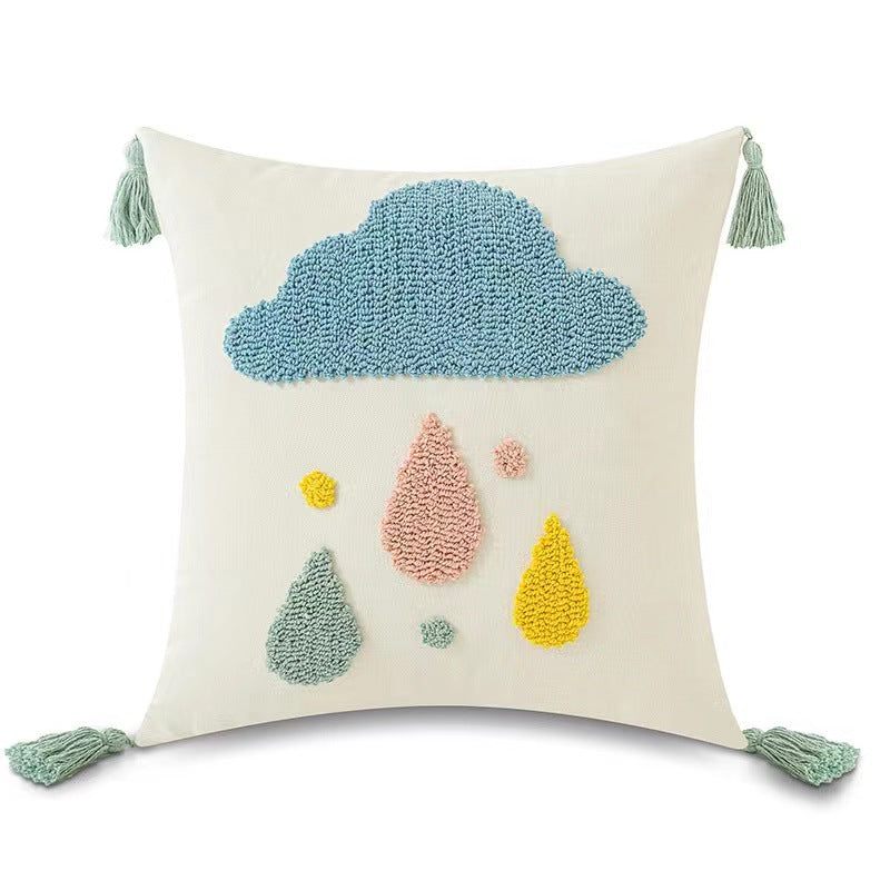 Embroidered Pillow Cover, Loop Pillow Cover, Sun Pillow Cover, Moon Pillow Cover, Rainbow Pillow Cover, Cloud Pillow Cover