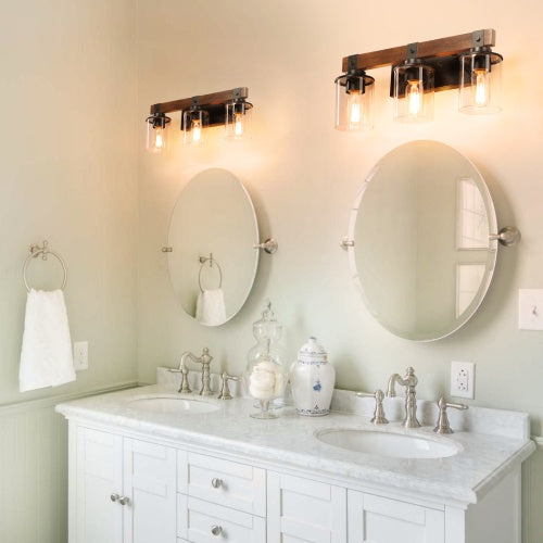 3 Light Farmhouse Bathroom Lamp, Rustic Bathroom Vanity Light Fixture