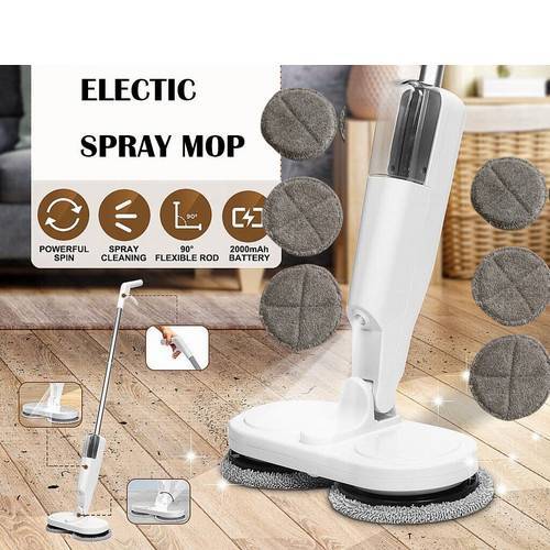 Double Head Cordless Electric Spin Mop And Floor Cleaner With Water Tank And USB Charging