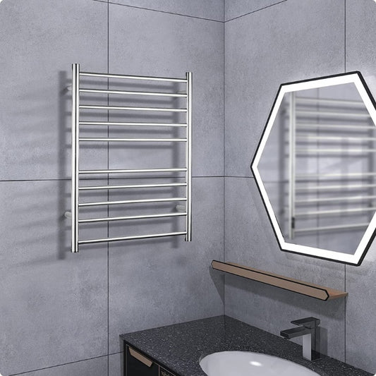 Electric Heated Towel Rack For Bathroom, Wall Mounted Towel Warmer, 10 Stainless Steel Bars Drying Rack