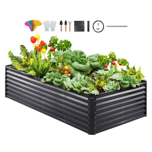 Galvanized Raised Garden Bed Planter Box, Metal Flower Box, Metal Vegetable Planter, Large 94.5 x 47.2 x 23.6in