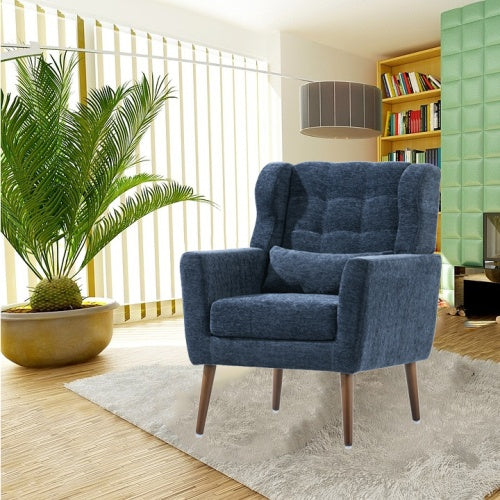 Modern Cushioned Chenille Accent Chair With Lumbar Pillow (Beige, Blue, or Green)