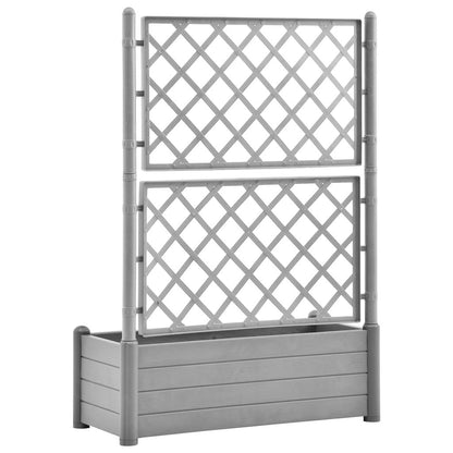 XXL Garden Planter with Trellis 39x16x55in, PP Grey
