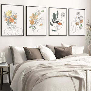 Frameless Modern Canvas Wall Art, Profile Sketch Art