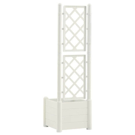 XL Garden Planter with Trellis 16x16x55in PP White