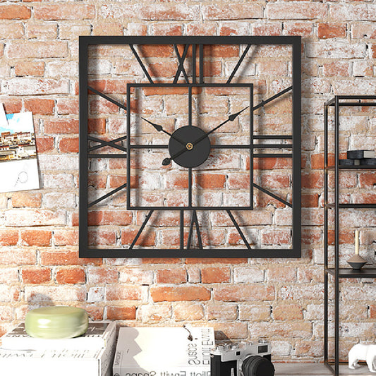 Square Iron Roman Numeral Wall Clock