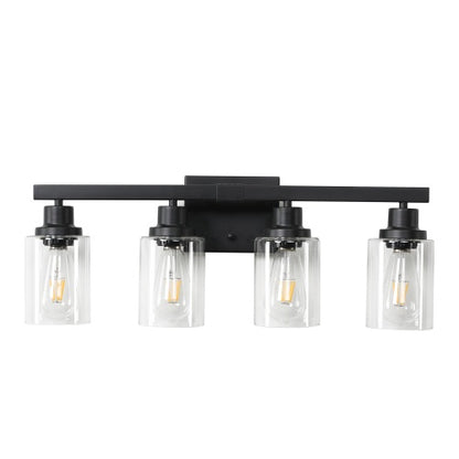 Black 4 Light Farmhouse Bathroom Vanity Light Fixture, Rustic Bathroom Light, Bathroom Wall Lamp