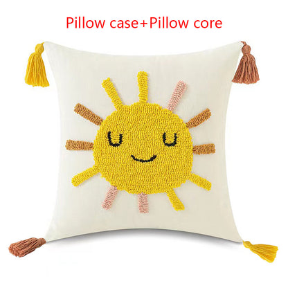 Embroidered Pillow Cover, Loop Pillow Cover, Sun Pillow Cover, Moon Pillow Cover, Rainbow Pillow Cover, Cloud Pillow Cover