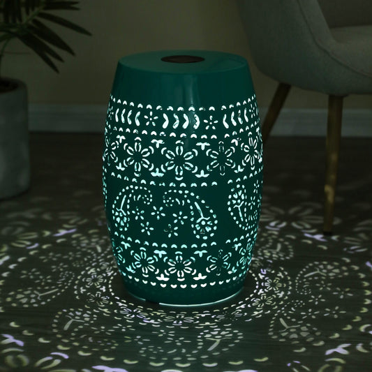Solar Light Side Table, Bohemian Table, Moroccan Table, Teal