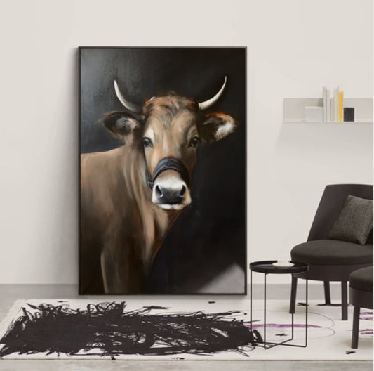 Art Watercolor Cow Picture Wall Painting Living Room