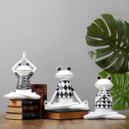 Yoga Frog Figurines Meditation Animal Ornaments, Resin Statue Living Room Bedroom Interior Decor Office Home Decoration