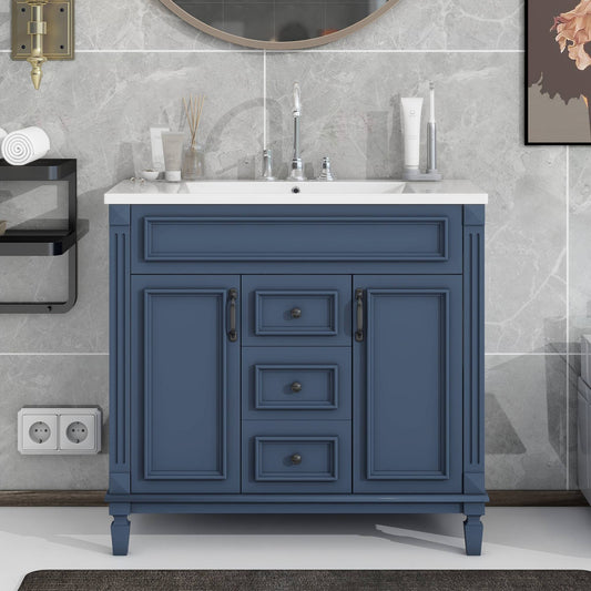 36'' Bathroom Vanity With Sink, Modern Bathroom Vanity Storage Cabinet With 2 Drawers